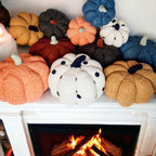 Plush Pumpkin Throw Pillow Decorative Fall Pillow Soft Cuddle Pumpkin Decor BandsCo Straps