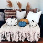 Plush Pumpkin Throw Pillow Decorative Fall Pillow Soft Cuddle Pumpkin Decor BandsCo Straps