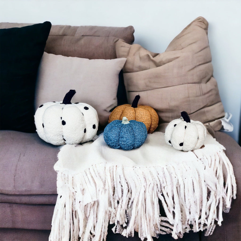 Plush Pumpkin Throw Pillow Decorative Fall Pillow Soft Cuddle Pumpkin Decor BandsCo Straps