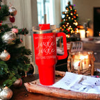 40oz Insulated Coffee Mug With Handle Lid Straw Funny Holiday Jingle Quote BandsCo Straps
