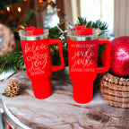 40oz Insulated Coffee Mug With Handle Lid Straw Funny Holiday Jingle Quote BandsCo Straps
