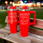 40oz Insulated Tumbler Mug With Handle Lid And Straw Santa Ho Ho Funny Holiday BandsCo Straps