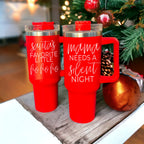 40oz Insulated Tumbler Mug With Handle Lid And Straw Santa Ho Ho Funny Holiday BandsCo Straps