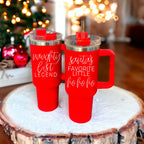 40oz Insulated Tumbler Mug With Handle Lid And Straw Santa Ho Ho Funny Holiday BandsCo Straps