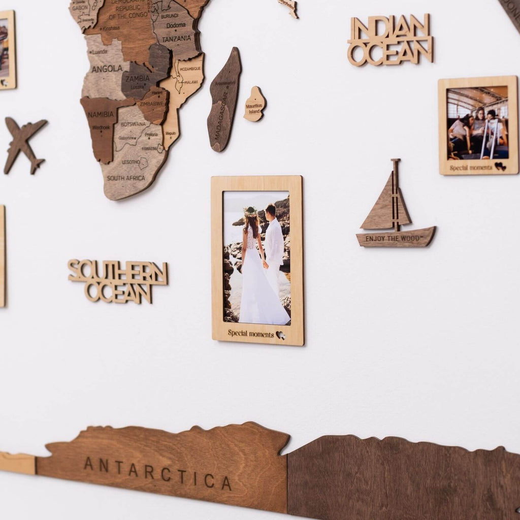 Set of 9 Wooden Photo Frames Enjoy The Wood
