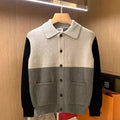 Men's Color Block Shawl Collar Cardigan