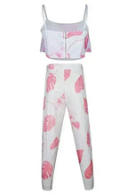 Pink Mottled Print Flounced Crop Top and Pant Set - SJB-DIAMOND ELITES