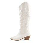 Plus Size 45 Women's Embroidered Western Knee High Boots Cowboy Cowgirl Boots Chunky Heel Platform Boots Women Western Shoes - SJB-DIAMOND ELITES