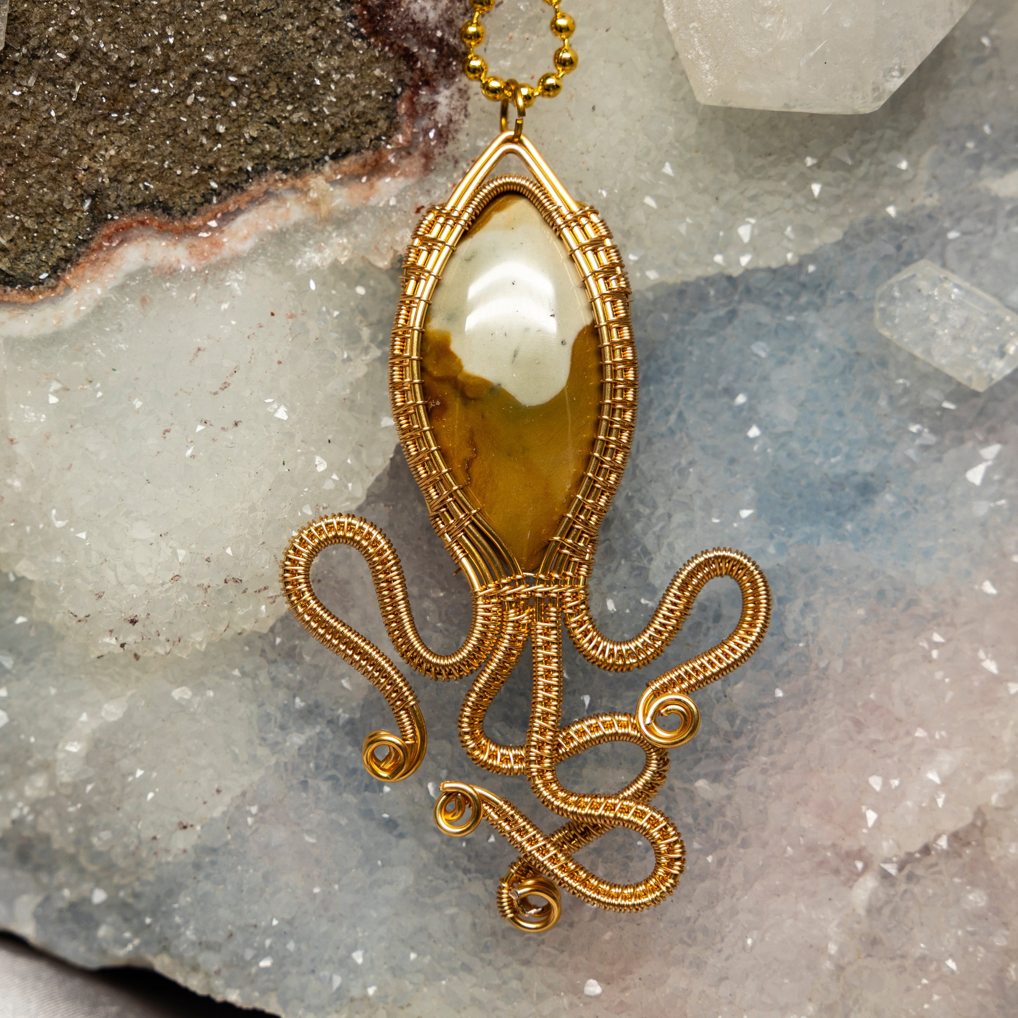 Polychrome Jasper "Squid" Wire Wrap Crystal Pendant - SJB-DIAMOND ELITES