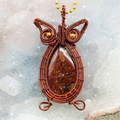 Poppy Jasper Owl Wire Wrap Crystal Pendant - SJB-DIAMOND ELITES