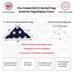 Folded Memorial Flag American US Flag 5x9.5 Foot Heavy Duty Cotton for Veteran The Military Gift Store