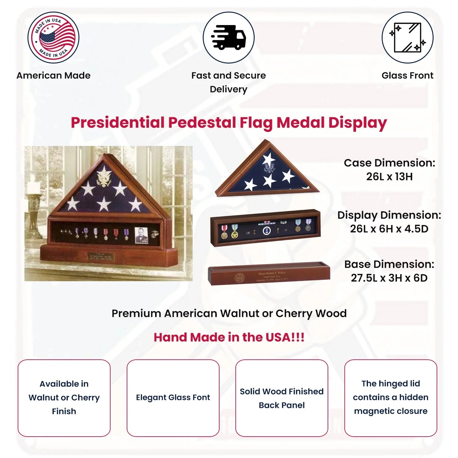 Presidential Pedestal Flag Medal Display. The Military Gift Store