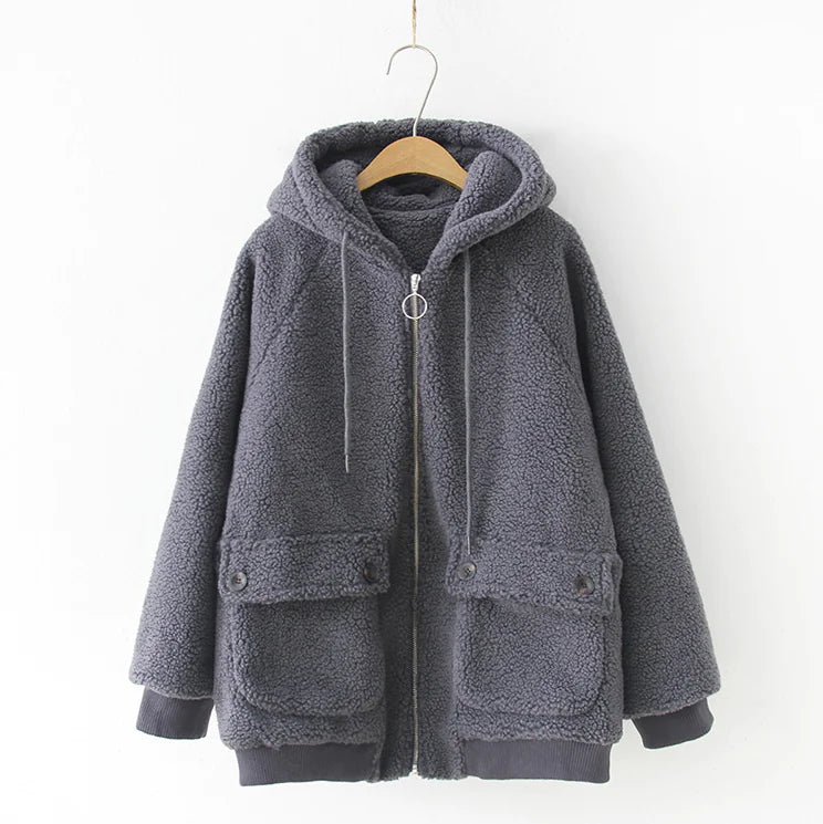 Cozy Hooded Jacket with Lamb Wool Lining
