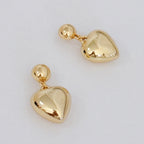 Puffy Heart Dangle Earrings | Romantic Alloy Metal Earrings - Femstylo