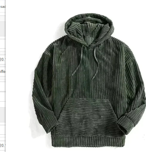 Essentials Hooded Corduroy Pullover for Men (One Piece) Pi-Mart