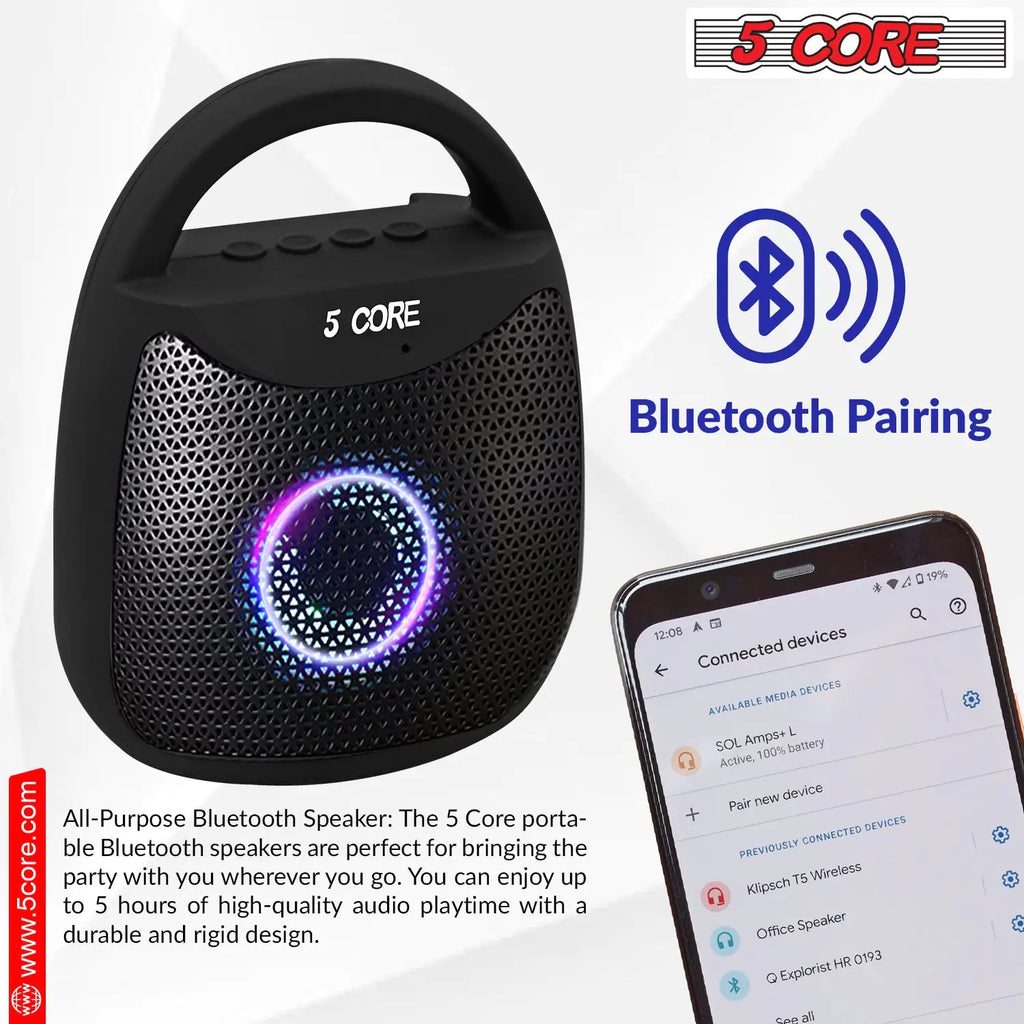 5 Core Outdoor Bluetooth Speaker Wireless Portable Waterproof for Patio Pool Party Pi-Mart