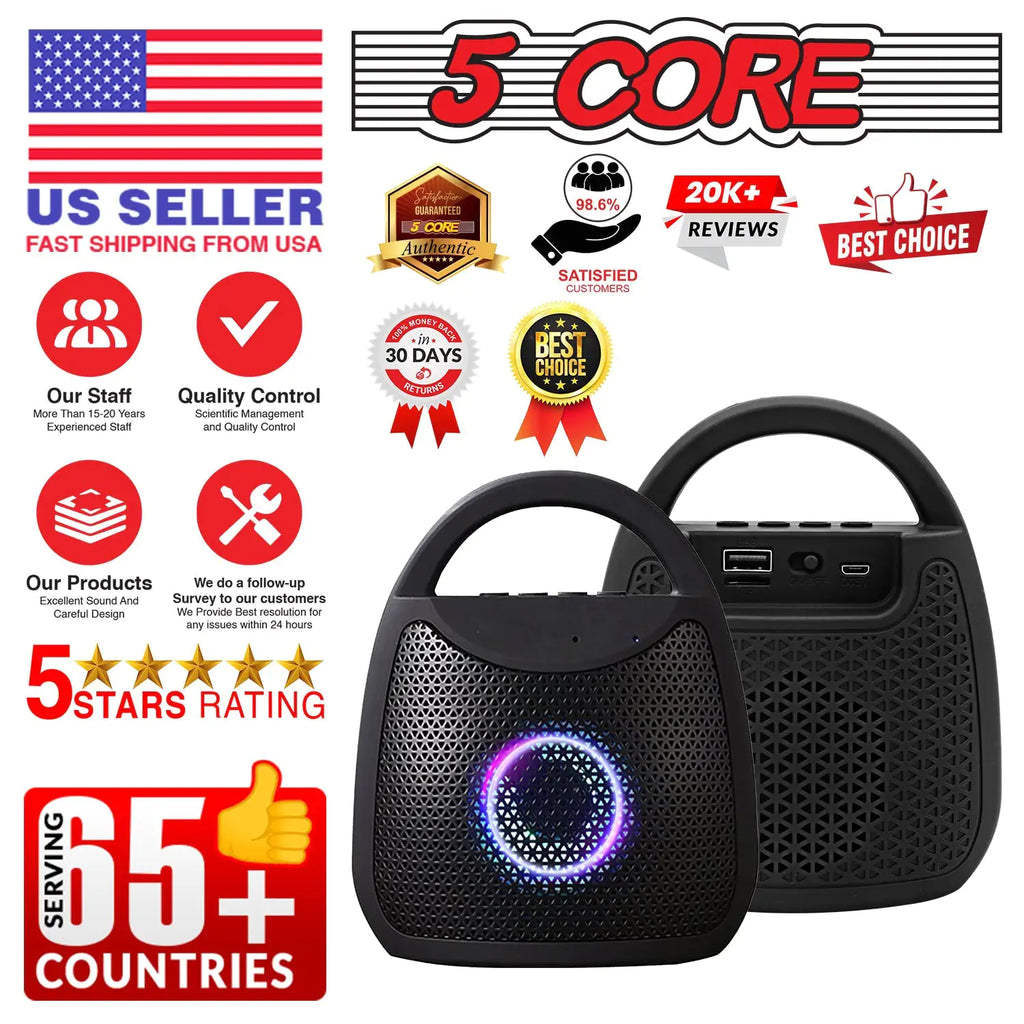 5 Core Outdoor Bluetooth Speaker Wireless Portable Waterproof for Patio Pool Party Pi-Mart