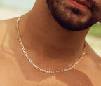 14K Gold Plated Figaro Link Chain 20 Inch Necklace 3MM Jewelry For Men and Women. Cadena de Oro Laminado Collar Para Hombre Mujer Jewelry And Perfumes