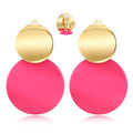 LILIE&WHITE Gold Clip On Earrings For Women Round Disc Earrings In Gold And Pink Color Geometric Earrings Clip On Dangle Earrings Statement Earrings Jewelry