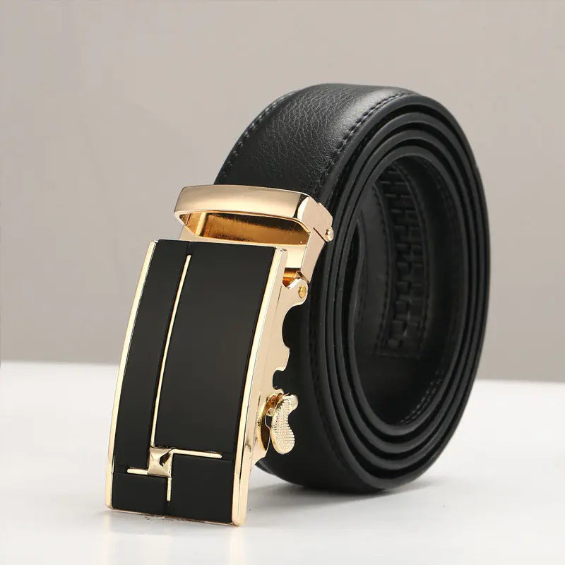 Genuine Leather Men's Belt with Automatic Buckle Pi-Mart
