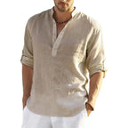 Men's Linen Long Sleeve Shirt Pi-Mart