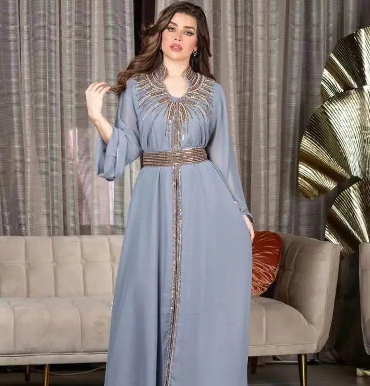 Women's Temperament And Fashion Hot Drill Long-sleeved Dress Pi-Mart