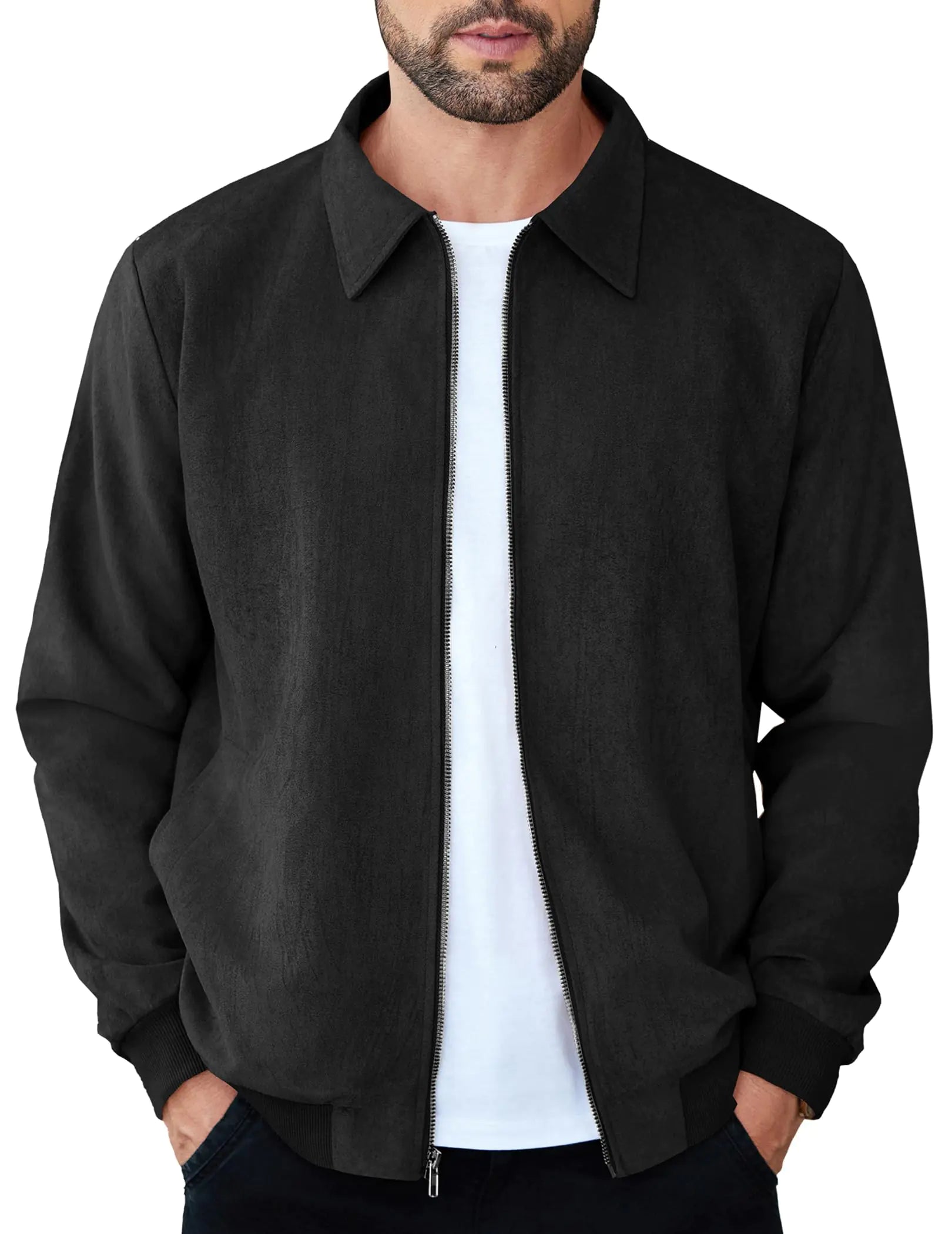 COOFANDY Mens Zipper Bomber Jacket Jacket Without Hoodie Vintage Jacket Pi-Mart