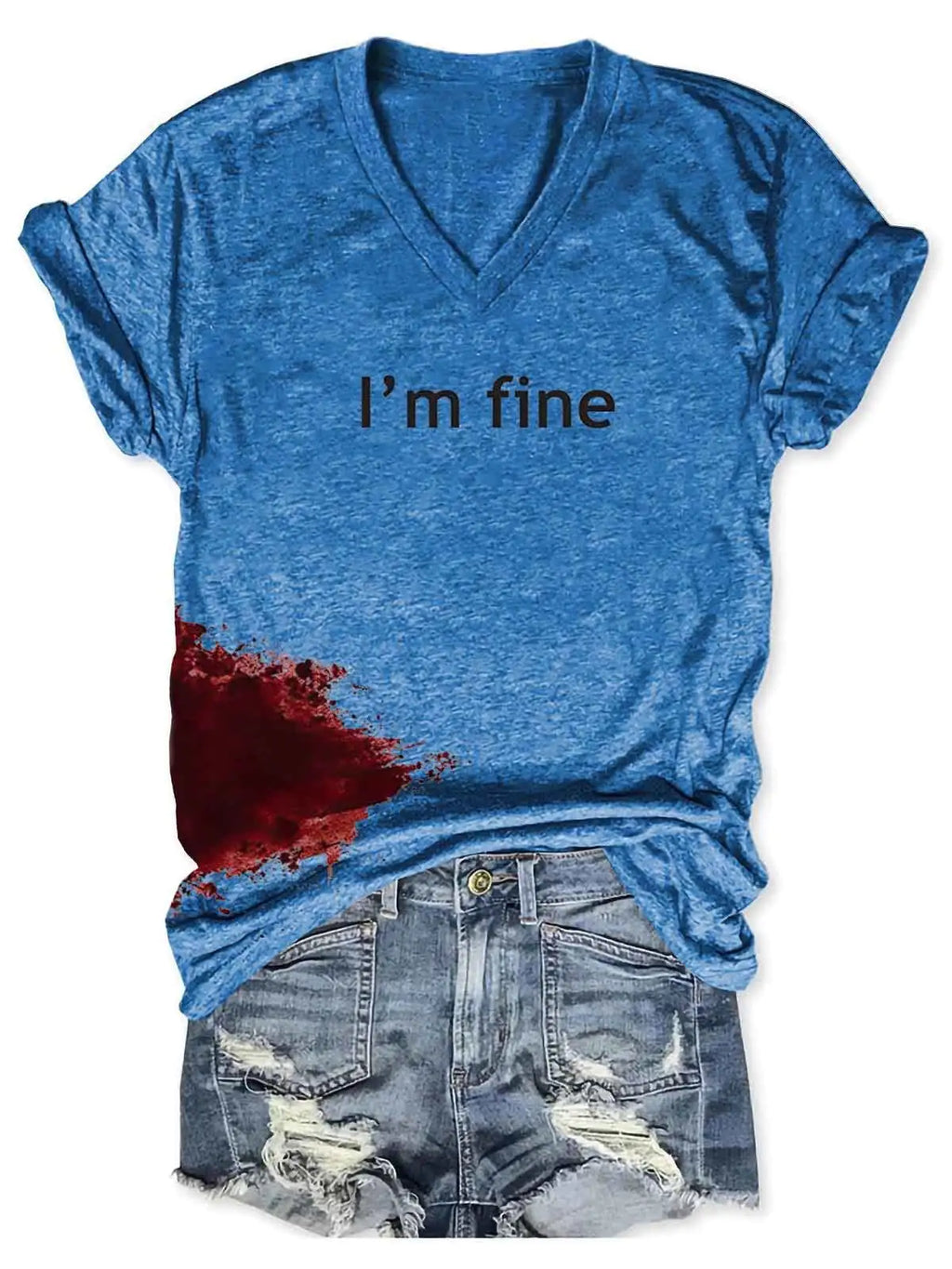 Women Halloween Bloodstained I'm Fine Shirt Pi-Mart