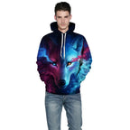 Wolf Hoodie, Couple Hoodie, Blue Sweatshirt Pi-Mart