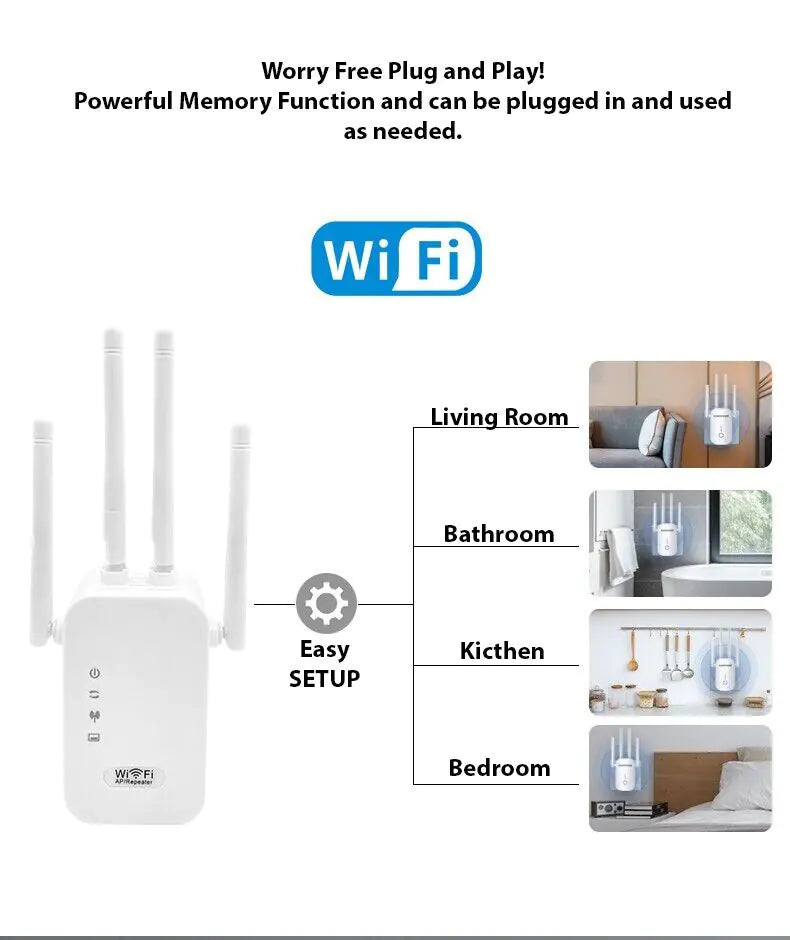 WiFi Range Extender Internet Booster Network Router Wireless Signal Repeater Pi-Mart