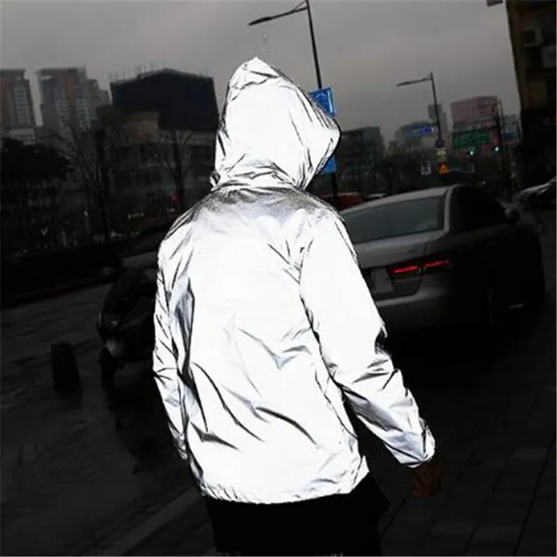 Solid Color Zipper Decoration Reflective Jacket Men's Jacket Pi-Mart
