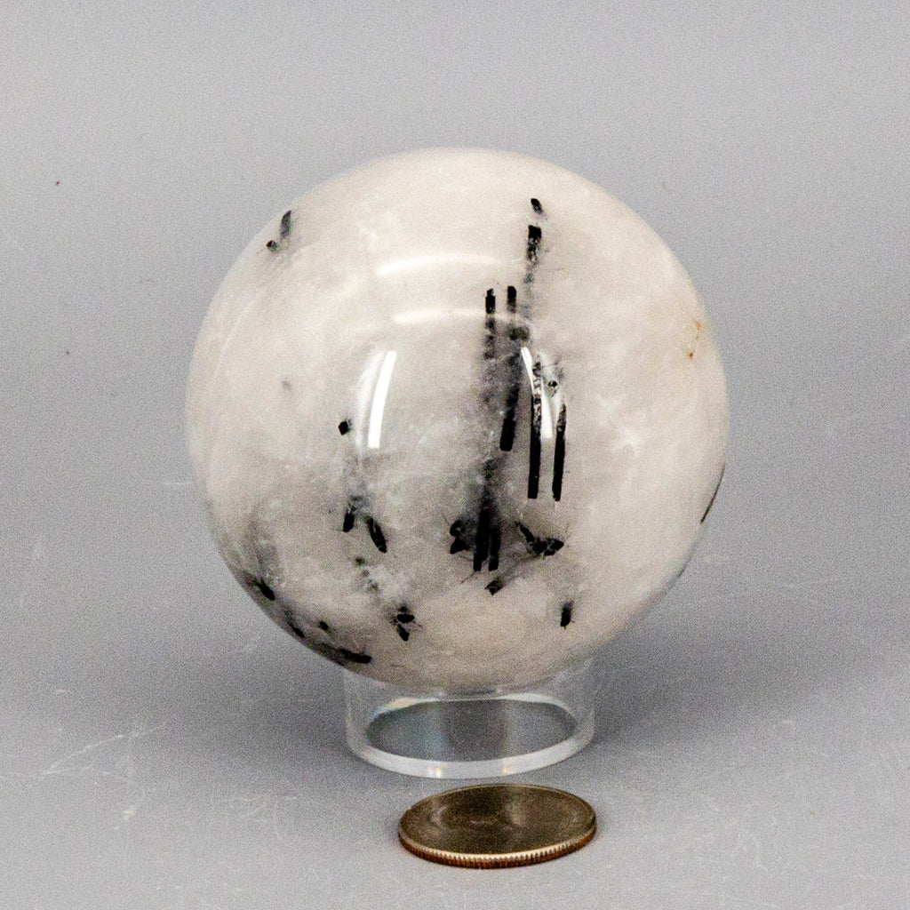 Quartz with Black Tourmaline Inclusions Sphere - 68MM 434g One-of-a-Kind Crystal Destiny