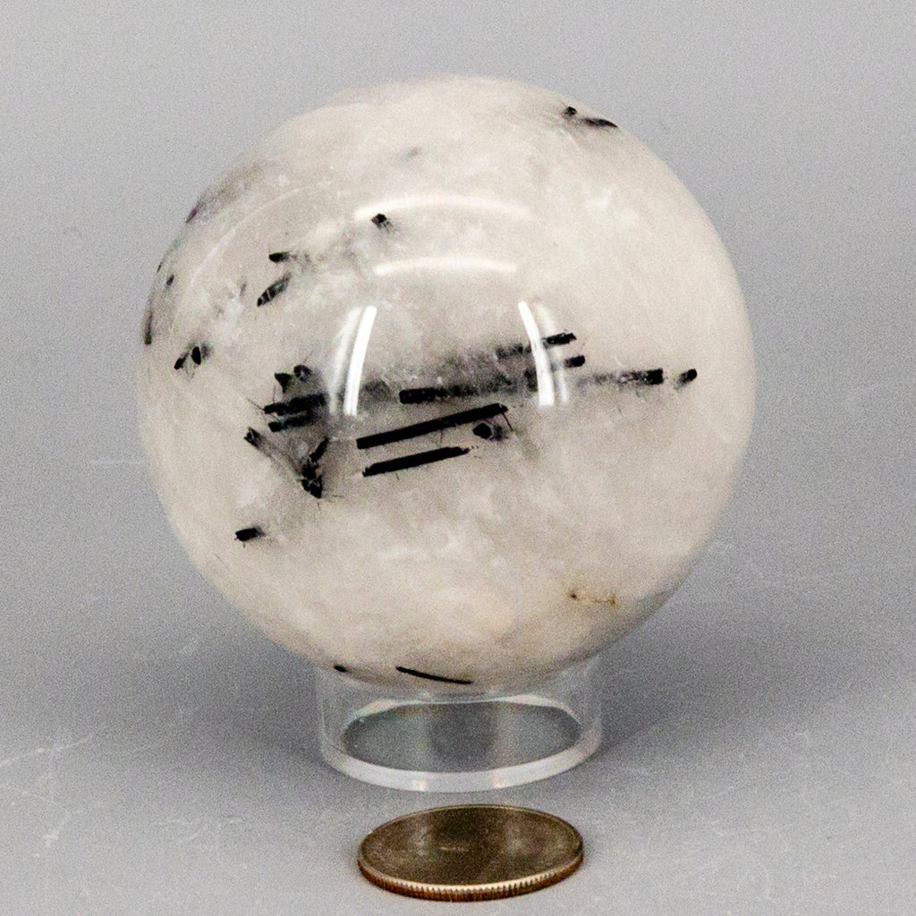 Quartz with Black Tourmaline Inclusions Sphere - 68MM 434g One-of-a-Kind Crystal Destiny