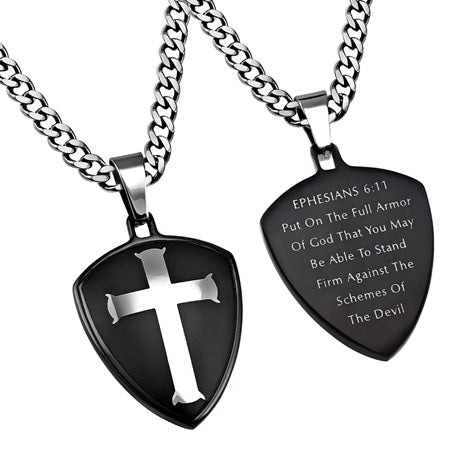 Black R2 Shield Cross Necklace KingdomWear
