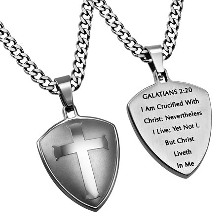 Silver Shield R2 Cross Necklace KingdomWear
