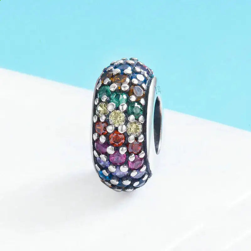 S925 Rainbow Sterling Silver Beads for DIY Necklaces