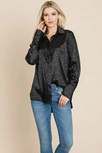 Casual Animal Print Satin Button up Shirts Blouse | Femstylo - SJB-DIAMOND ELITES