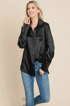 Casual Animal Print Satin Button up Shirts Blouse | Femstylo - SJB-DIAMOND ELITES