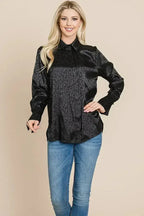 Casual Animal Print Satin Button up Shirts Blouse | Femstylo - SJB-DIAMOND ELITES