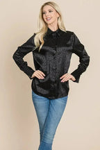 Casual Animal Print Satin Button up Shirts Blouse | Femstylo - SJB-DIAMOND ELITES