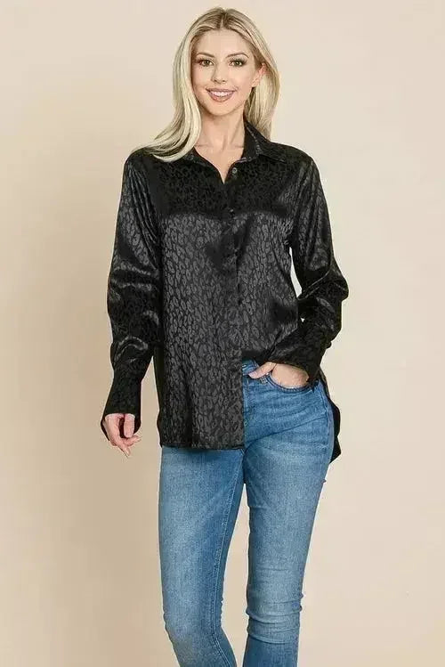 Casual Animal Print Satin Button up Shirts Blouse | Femstylo - SJB-DIAMOND ELITES