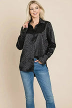 Casual Animal Print Satin Button up Shirts Blouse | Femstylo - SJB-DIAMOND ELITES
