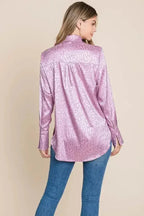 Casual Animal Print Satin Button up Shirts Blouse | Femstylo - SJB-DIAMOND ELITES