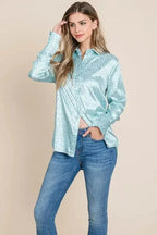 Casual Animal Print Satin Button up Shirts Blouse | Femstylo - SJB-DIAMOND ELITES