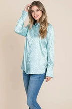 Casual Animal Print Satin Button up Shirts Blouse | Femstylo - SJB-DIAMOND ELITES