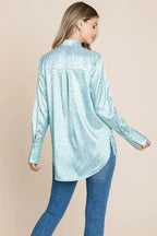 Casual Animal Print Satin Button up Shirts Blouse | Femstylo - SJB-DIAMOND ELITES