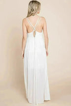 Beach Maxi Bridesmaid Dress with Criss Cross Back