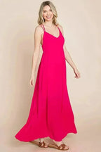 Beach Maxi Bridesmaid Dress with Criss Cross Back