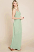 Beach Maxi Bridesmaid Dress with Criss Cross Back