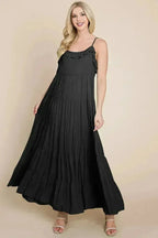 Tiered Tie Strap Cami Maxi Dress